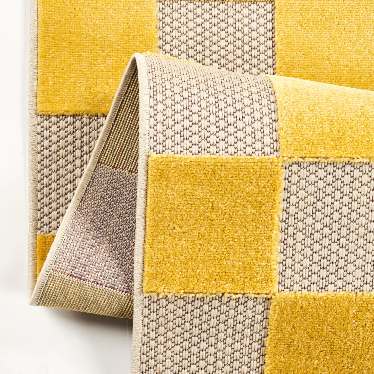 Outdoor Teppich Checker Creme Gelb
