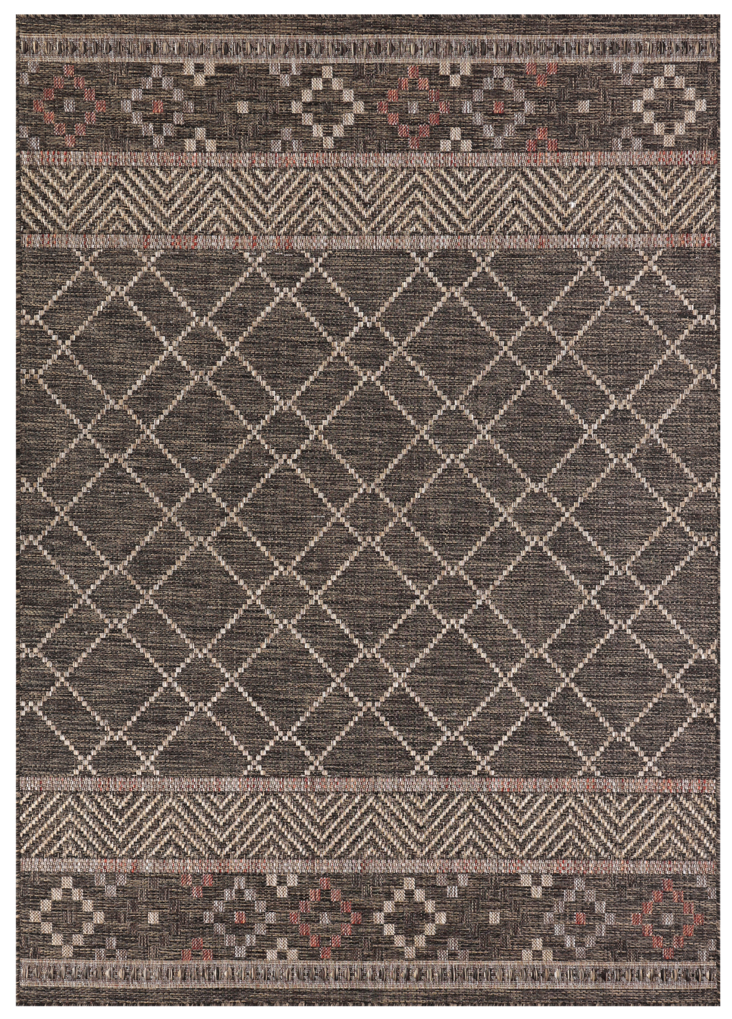 Teppich Outdoor Melissa Dunkelbraun Geometrisch