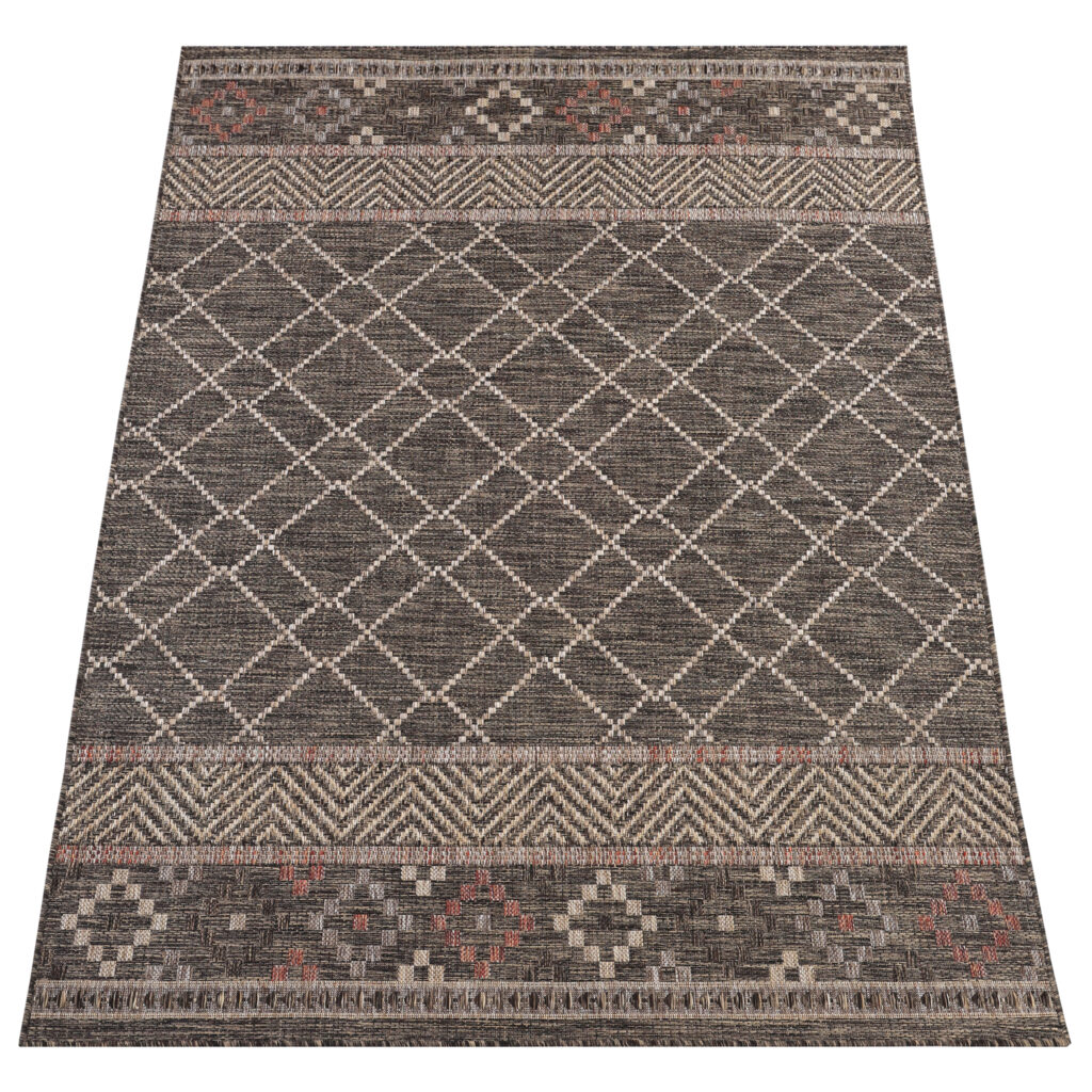 Teppich Outdoor Melissa Dunkelbraun Geometrisch