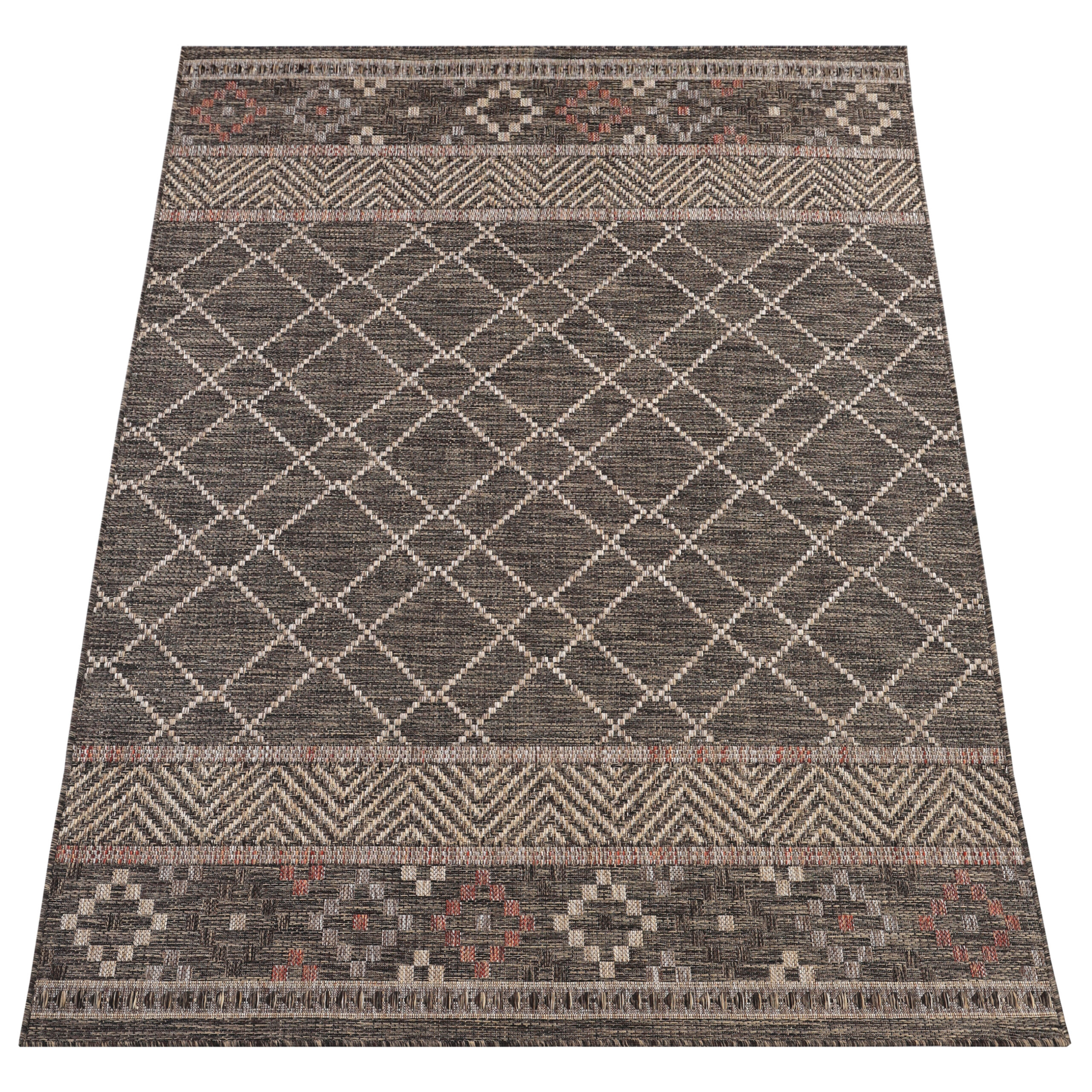 Teppich Outdoor Melissa Dunkelbraun Geometrisch