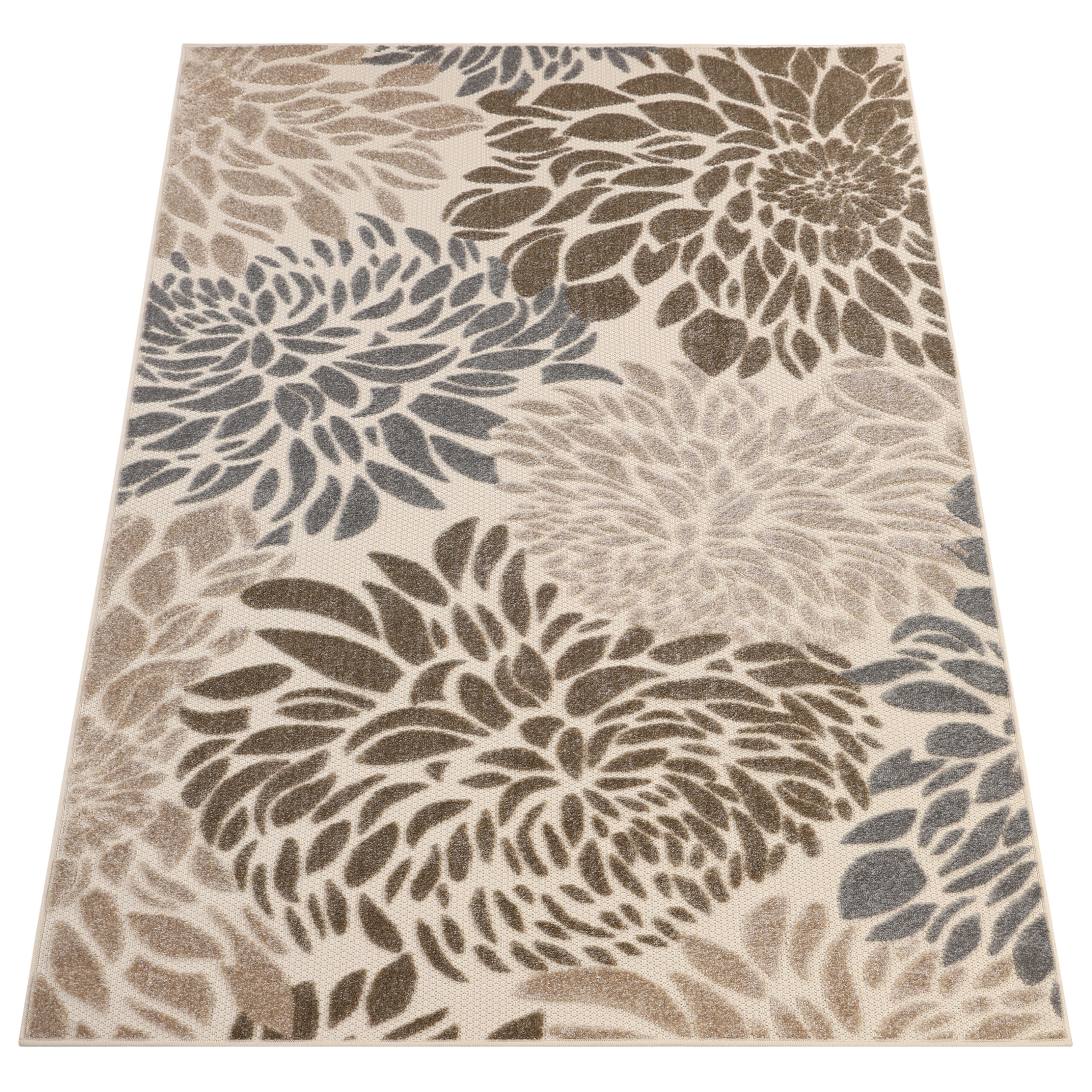 Teppich Outdoor Patio Beige Blumen