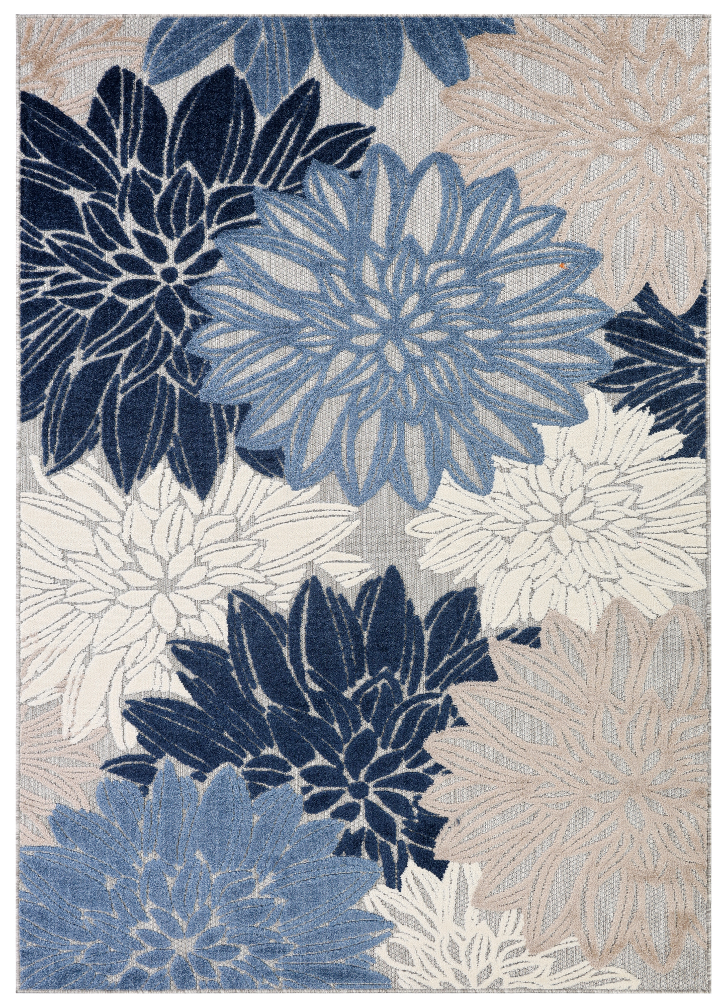 Teppich Outdoor Patio Grau Blau Blumen