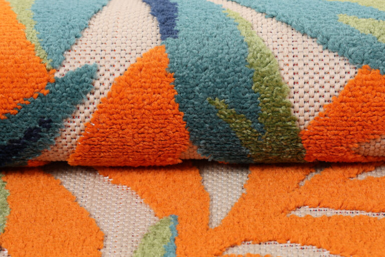 Teppich Outdoor Patio Mehrfarbig Motiv Blätter