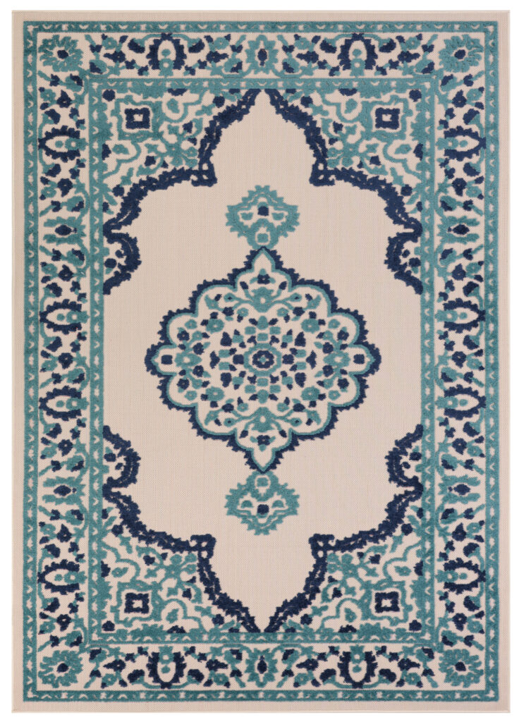Teppich Outdoor Patio Blau Rosette