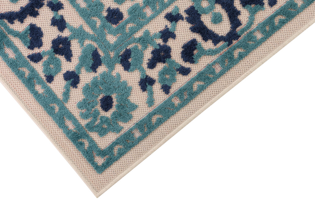 Teppich Outdoor Patio Blau Rosette