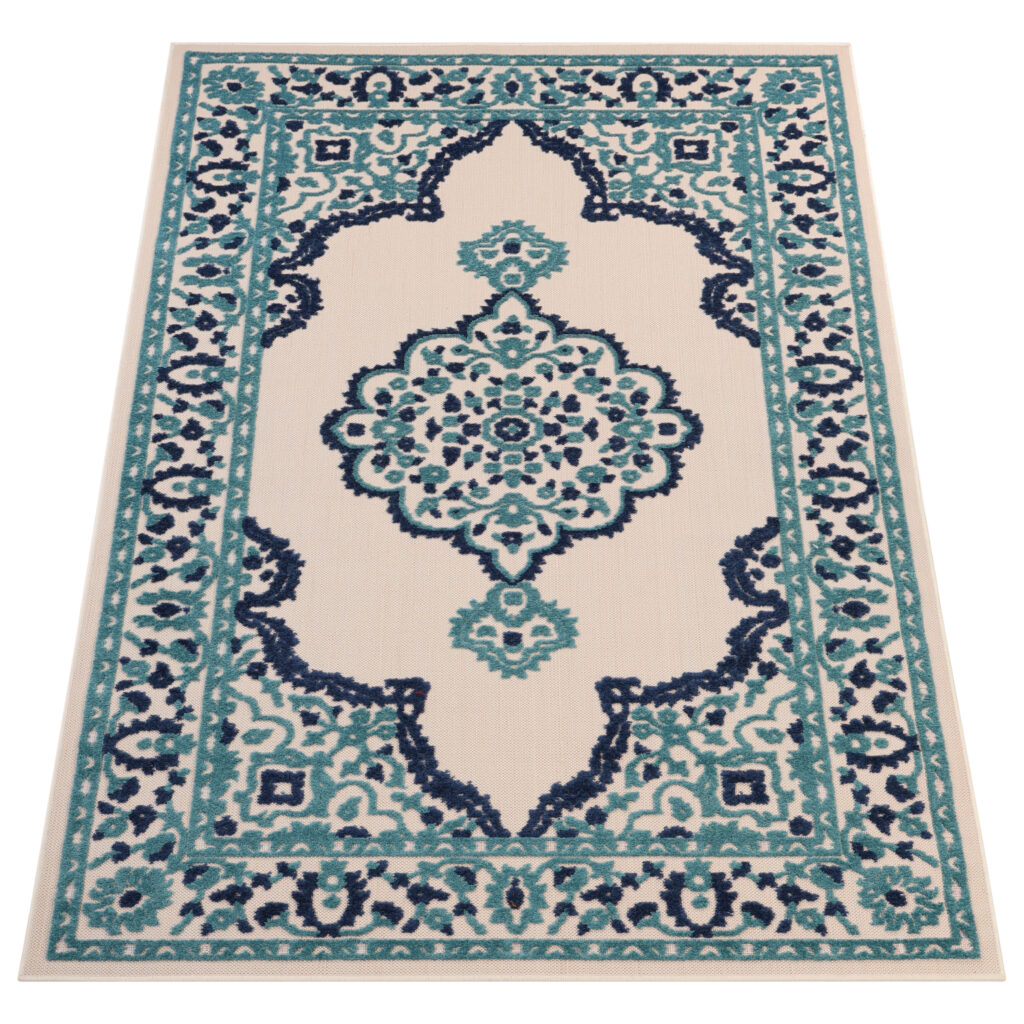 Teppich Outdoor Patio Blau Rosette