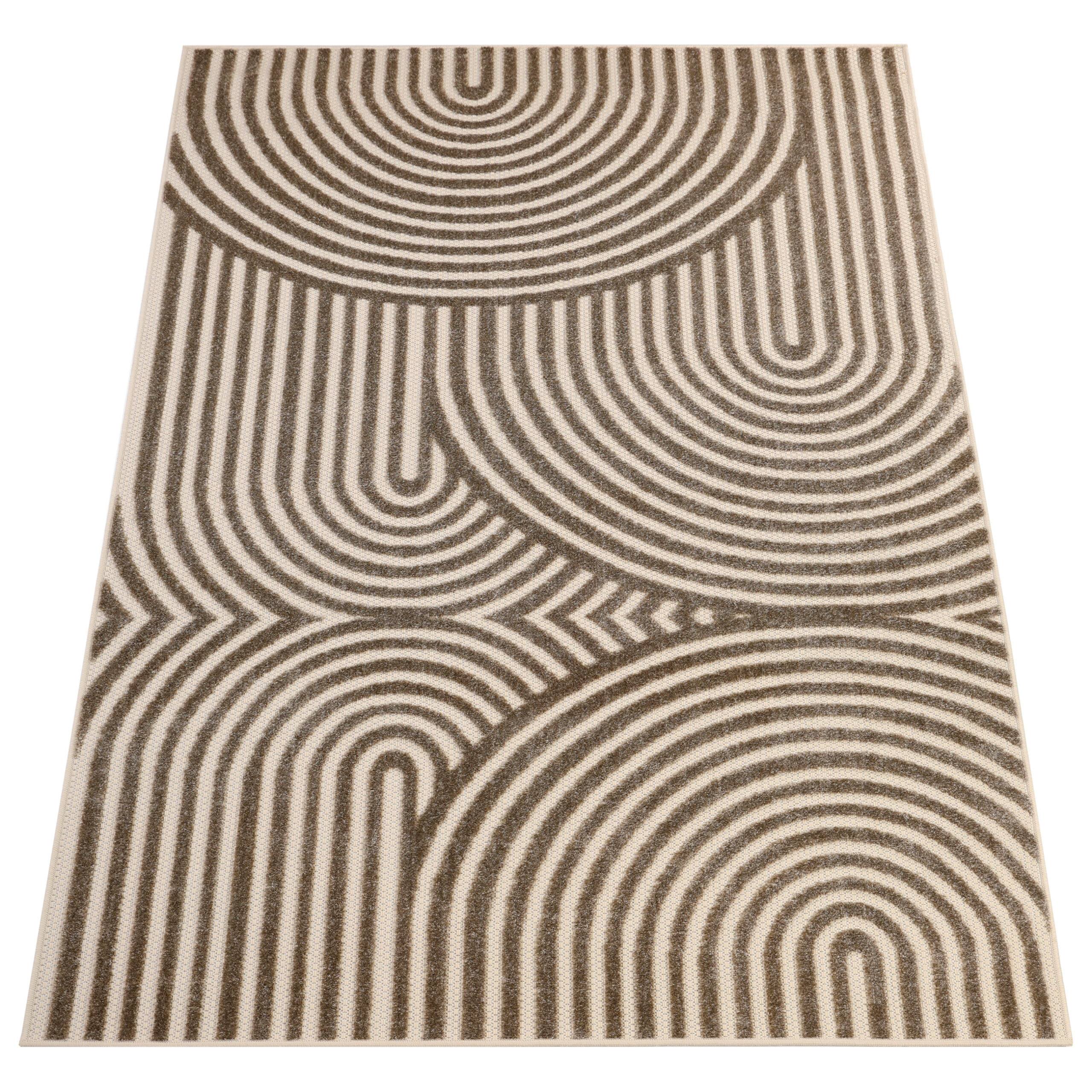 Teppich Outdoor Patio Beige Creme Linien