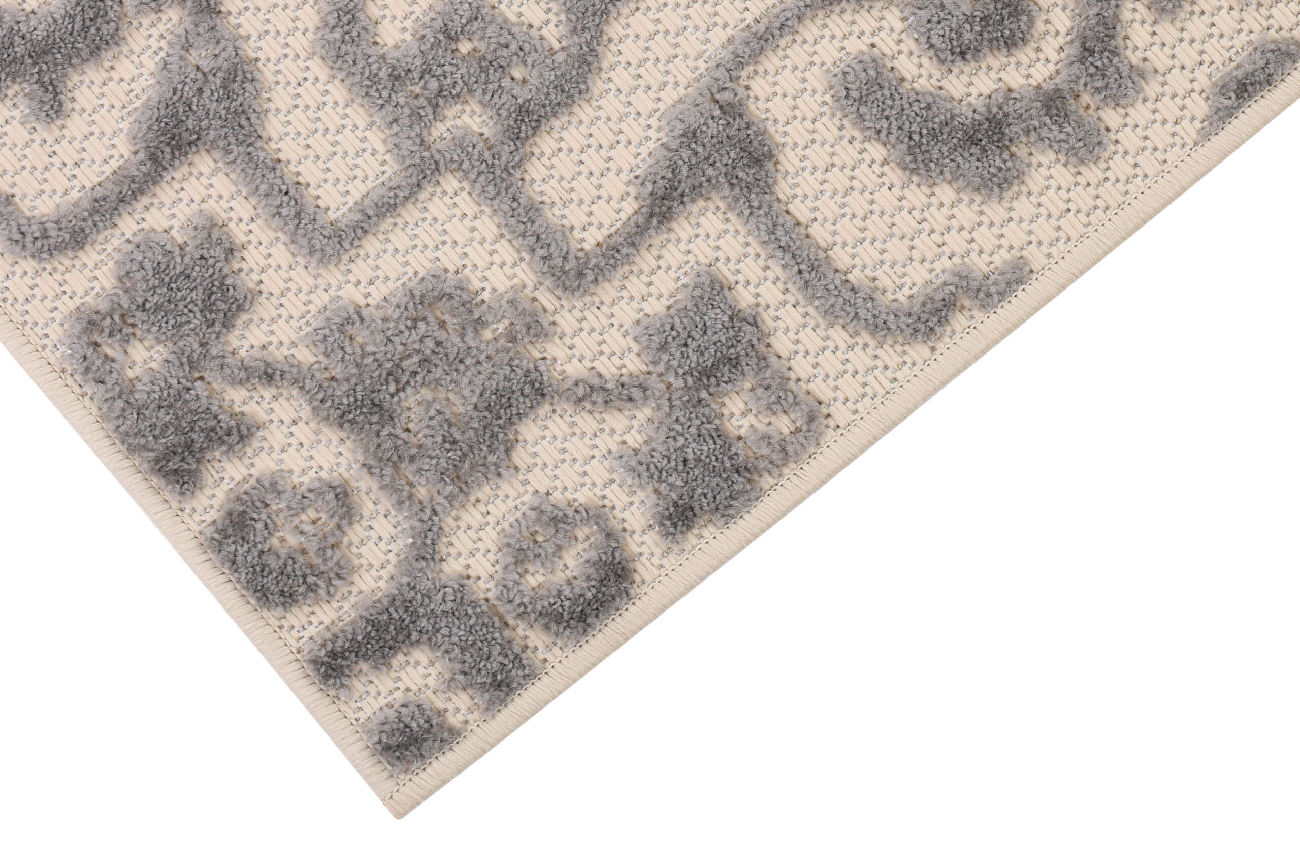 Teppich Outdoor Patio Creme Grau Ornamente