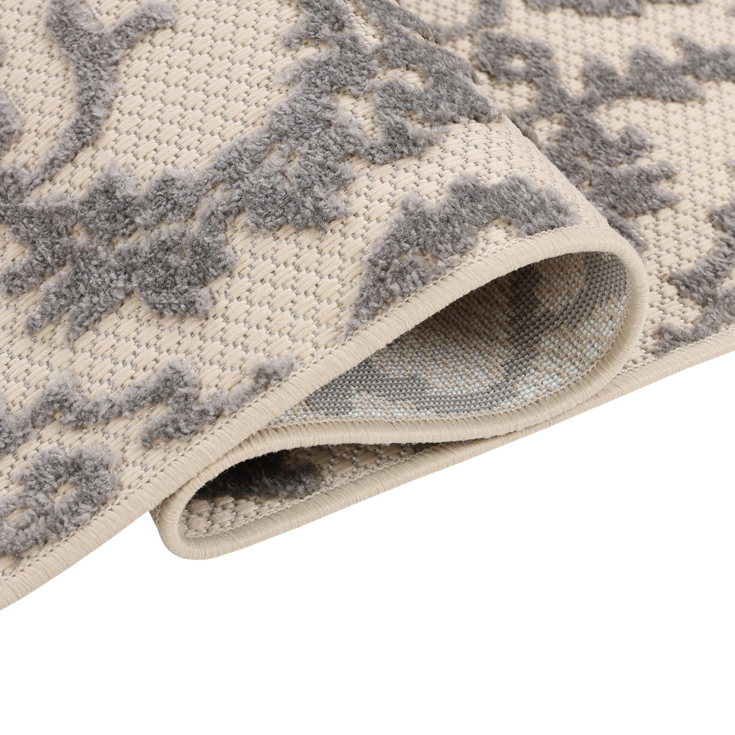 Teppich Outdoor Patio Creme Grau Ornamente