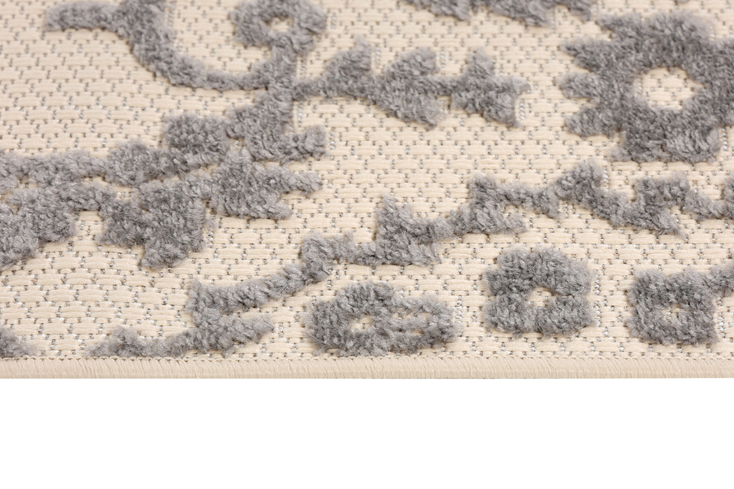 Teppich Outdoor Patio Creme Grau Ornamente