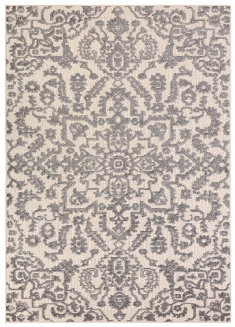 Teppich Outdoor Patio Creme Grau Ornamente