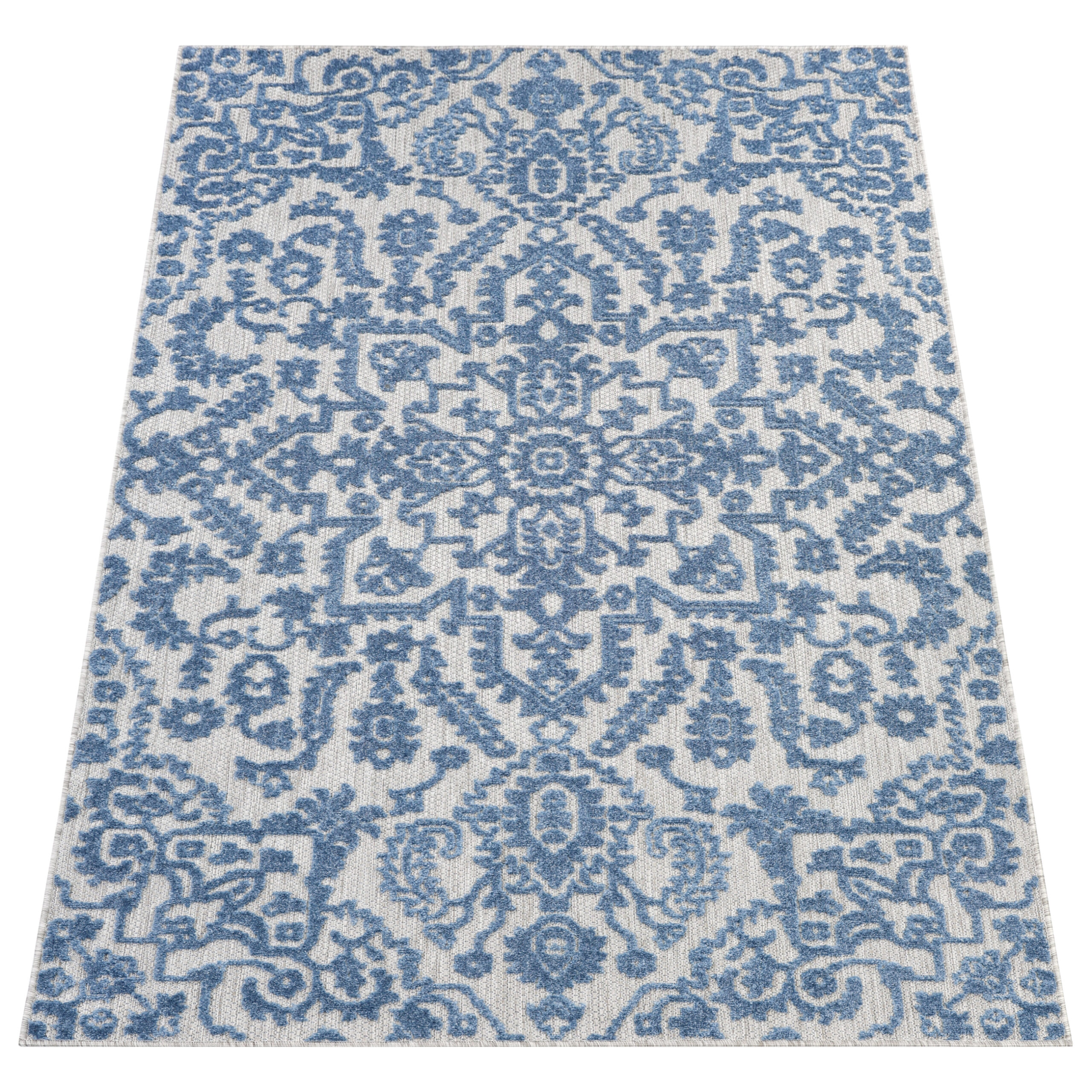 Teppich Outdoor Patio Blau Ornamente