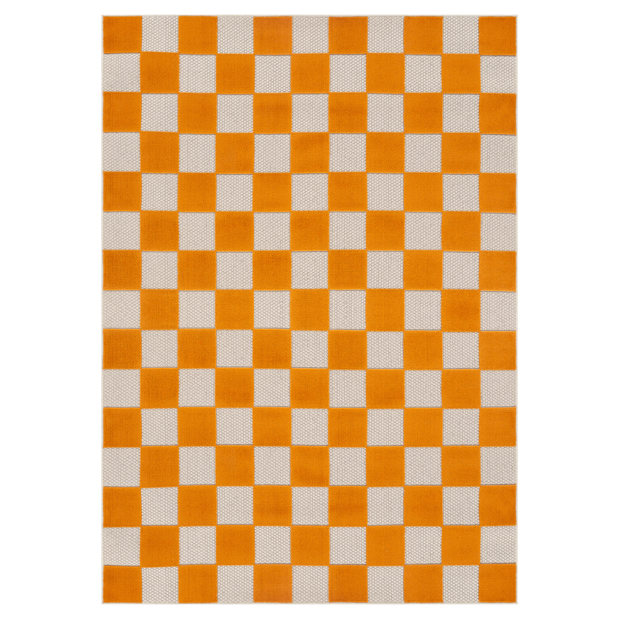 Outdoor Teppich Checker Creme Orange