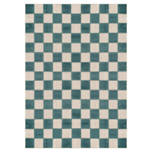Outdoor Teppich Checker Creme Türkis