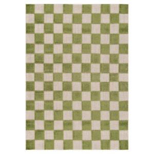 Outdoor Teppich Checker Creme Grün