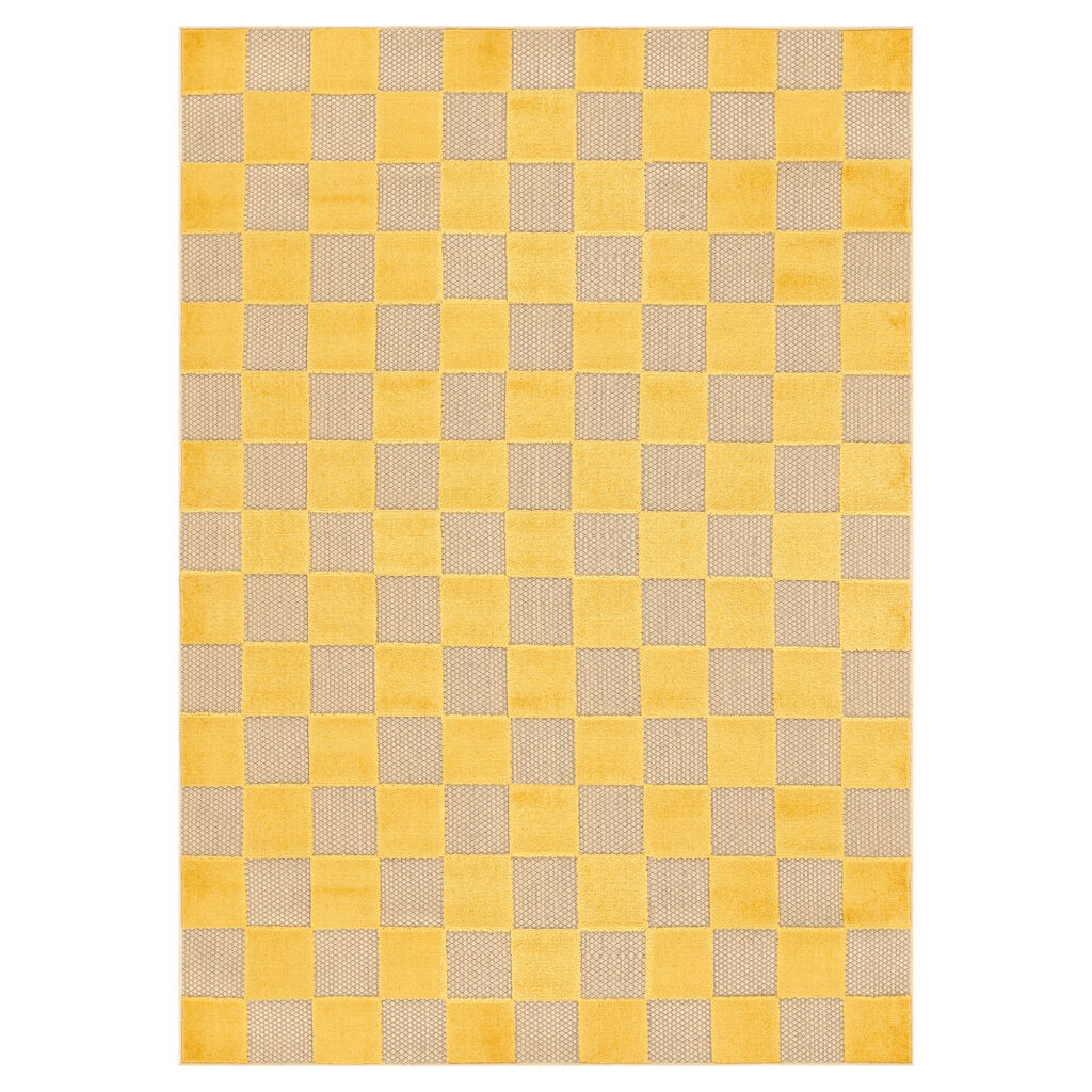 Outdoor Teppich Checker Creme Gelb