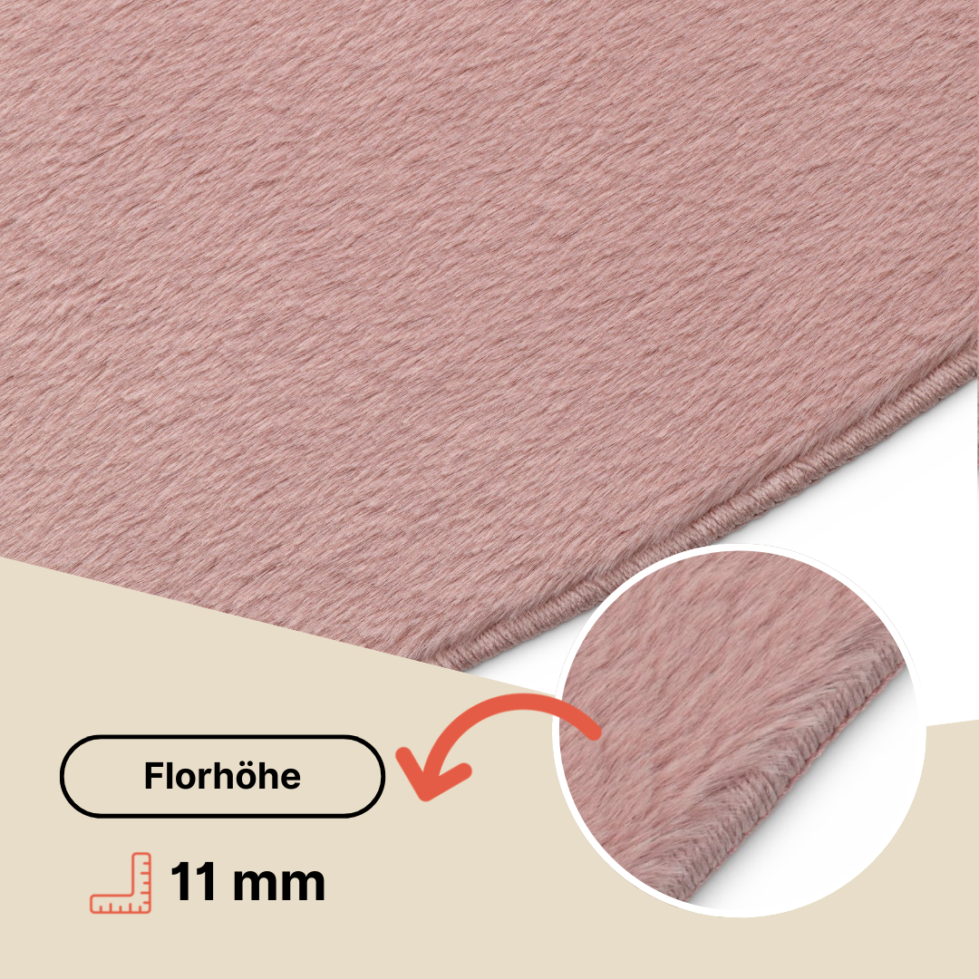 Teppich Lumi Rund Rosa Rutschfest