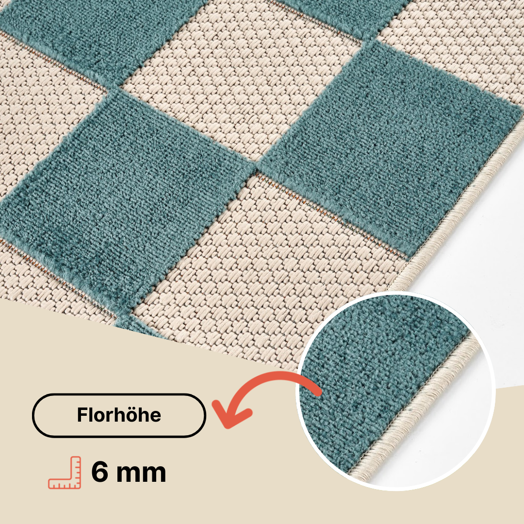 Outdoor Teppich Checker Creme Gelb