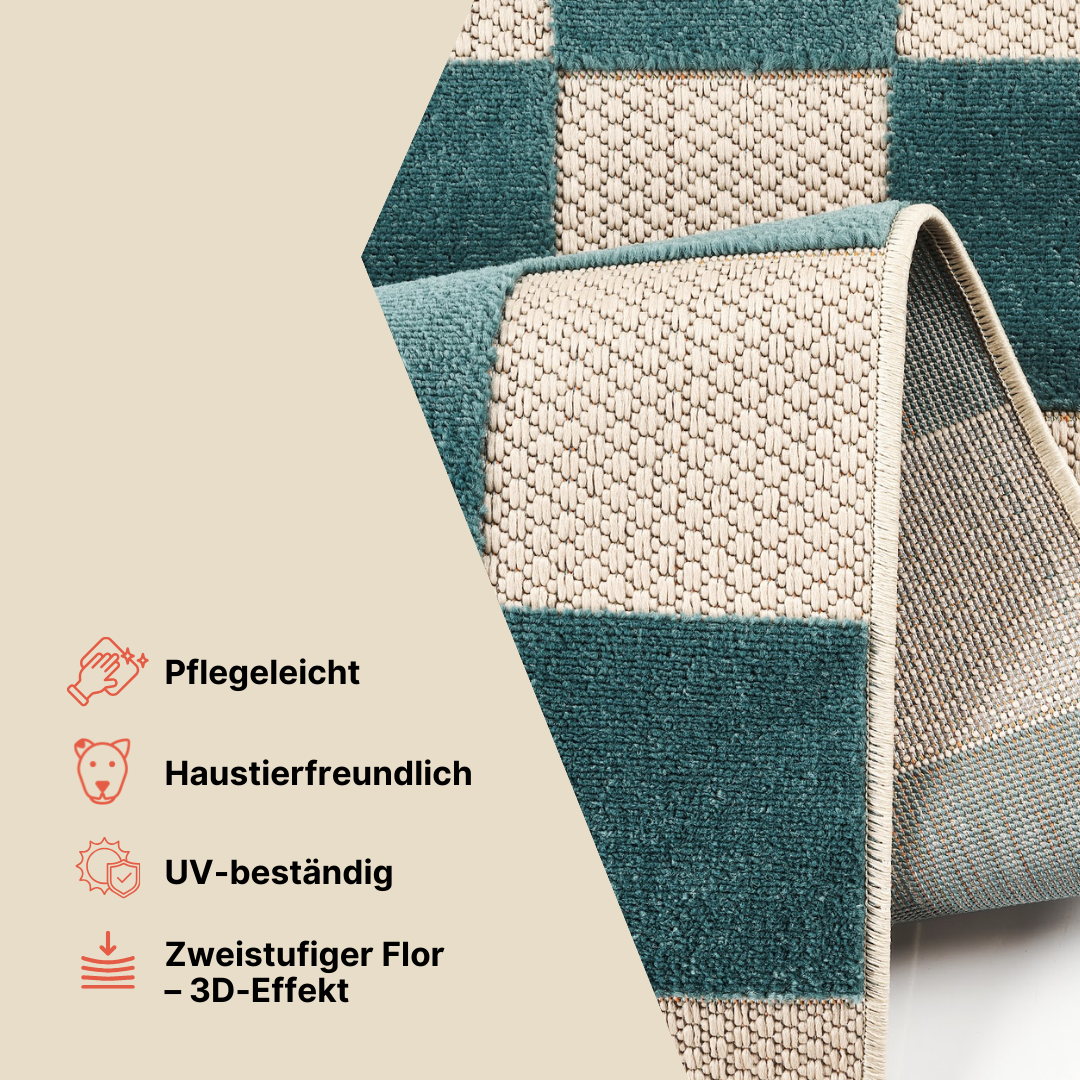 Outdoor Teppich Checker Creme Gelb