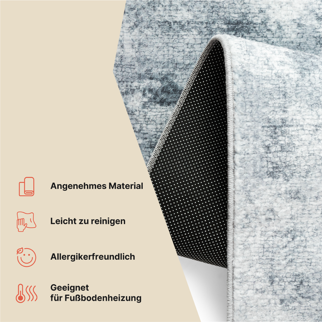 Teppich Bari Abstrakt Grau Blau Rutschfest