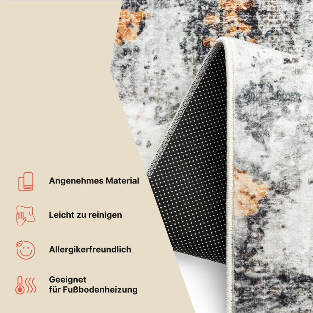 Teppich Bari Abstrakt Mehrfarbig Rutschfest