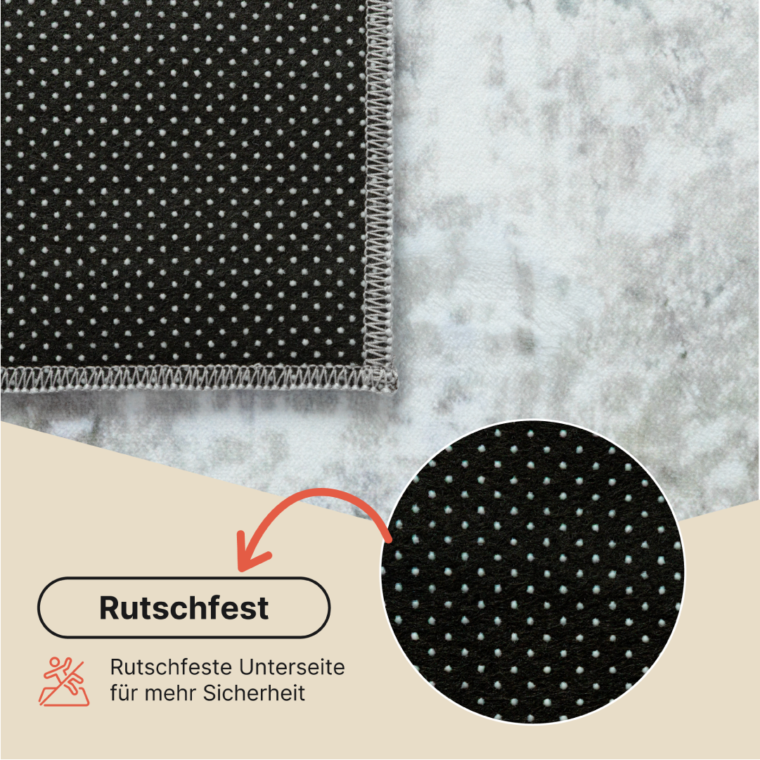 Teppich Bari Abstrakt Blau Creme Rutschfest