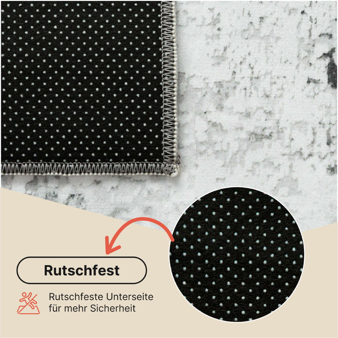 Teppich Bari Abstrakt Dunkelgrau Creme Rutschfest