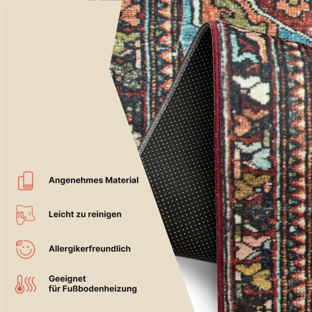 Teppich Ispahan Mehrfarbig Vintage Rutschfest