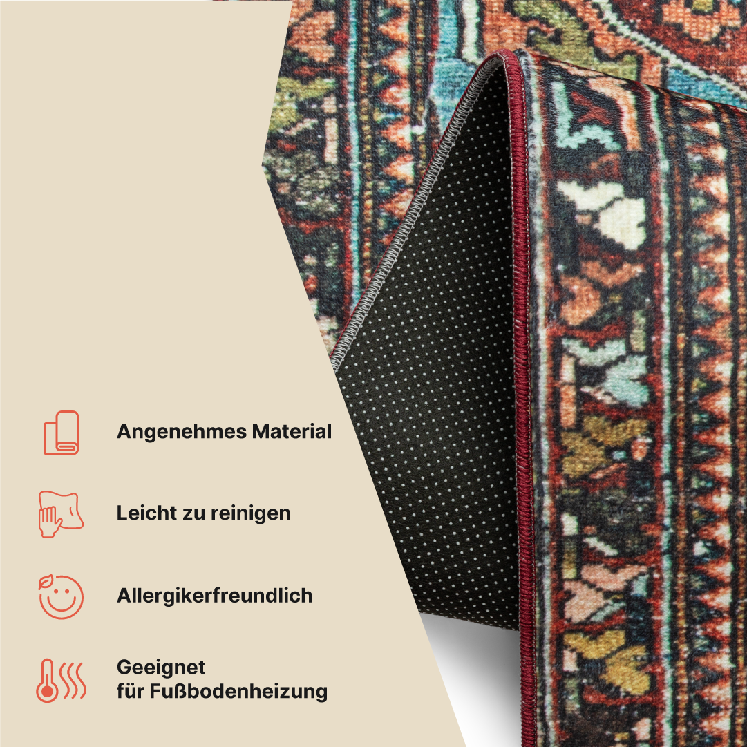 Teppich Ispahan Mehrfarbig Vintage Rutschfest
