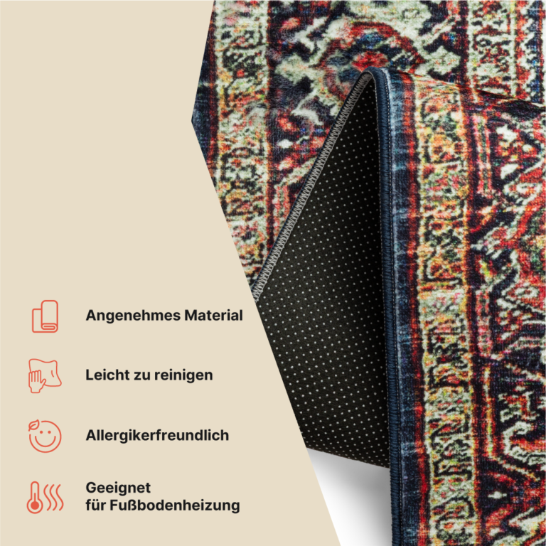 Teppich Ispahan Bordeauxrot Traditionell Rutschfest