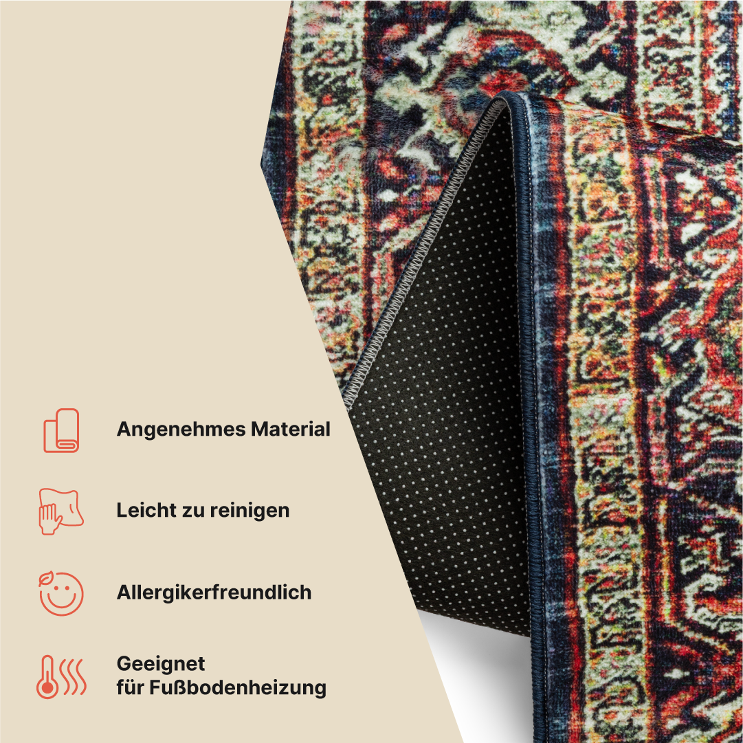 Teppich Ispahan Bordeauxrot Traditionell Rutschfest