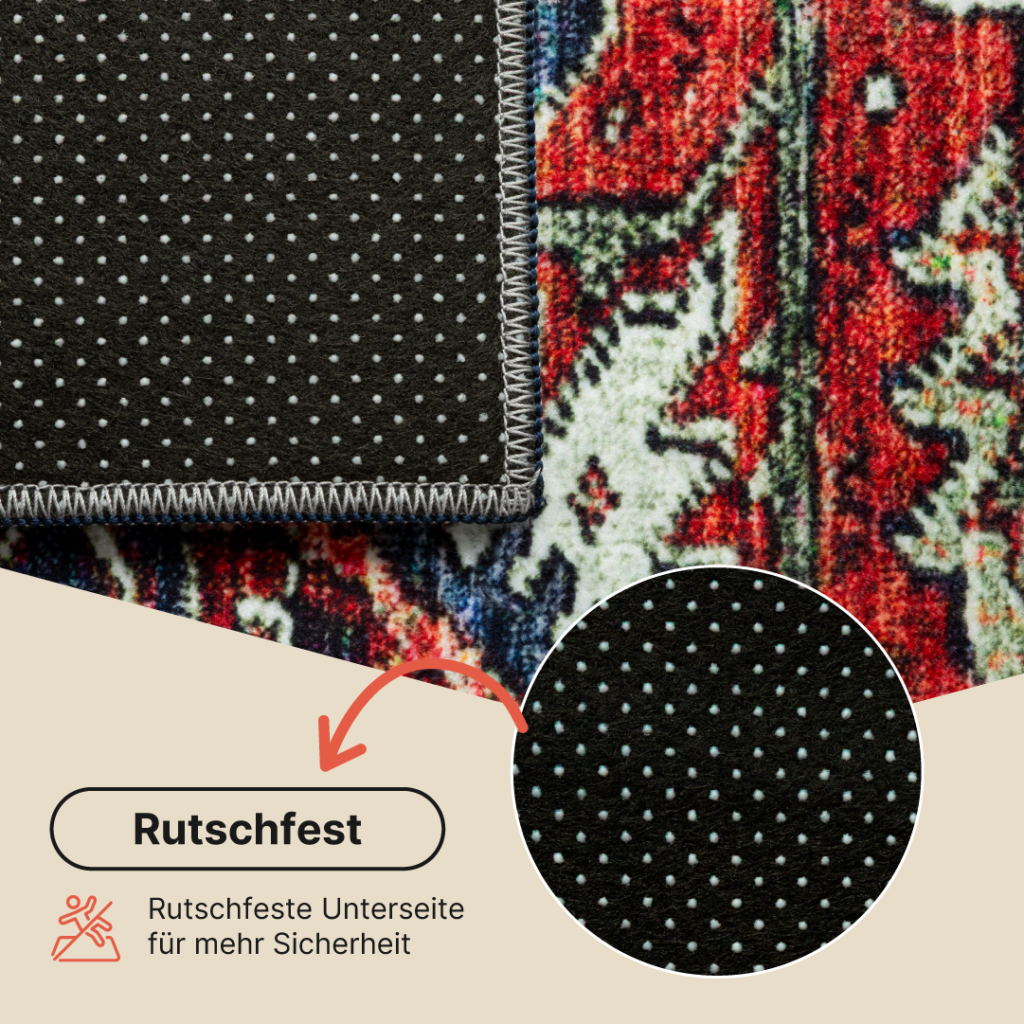 Teppich Ispahan Bordeauxrot Traditionell Rutschfest