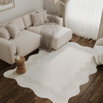 Teppich Terra Creme Welle Unregelmäßige Form
