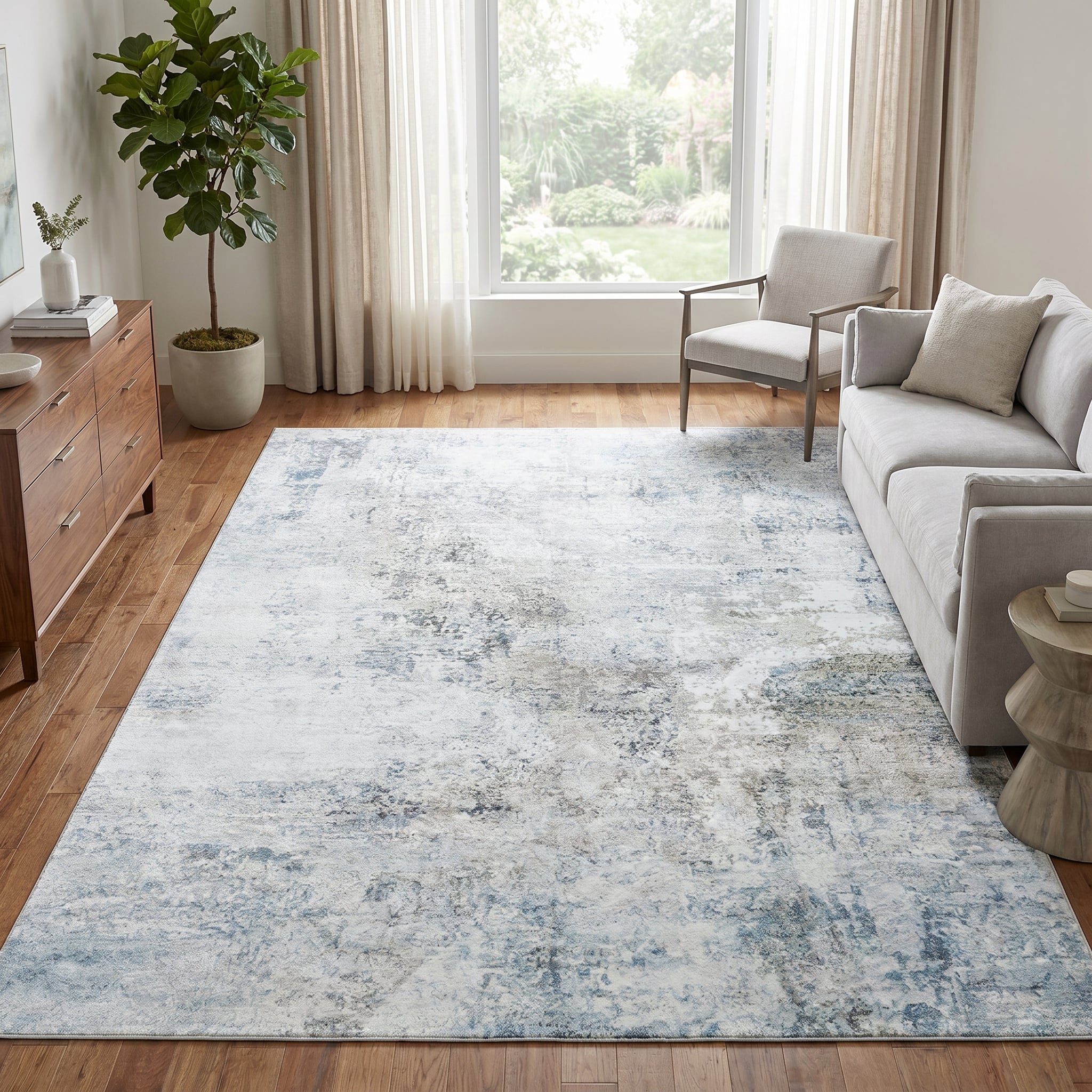 Teppich Venezia Modern Abstrakt Blau Grau Rutschfest