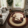 Teppich Atlas Oval Braun Beige Abstrakt Rahmen
