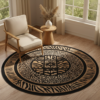 Teppich Atlas Rund Schwarz Braun Tier Print Safari