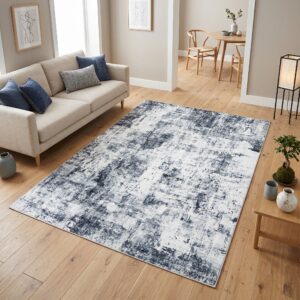 Teppich Bari Abstraktes Design Blau Rutschfest