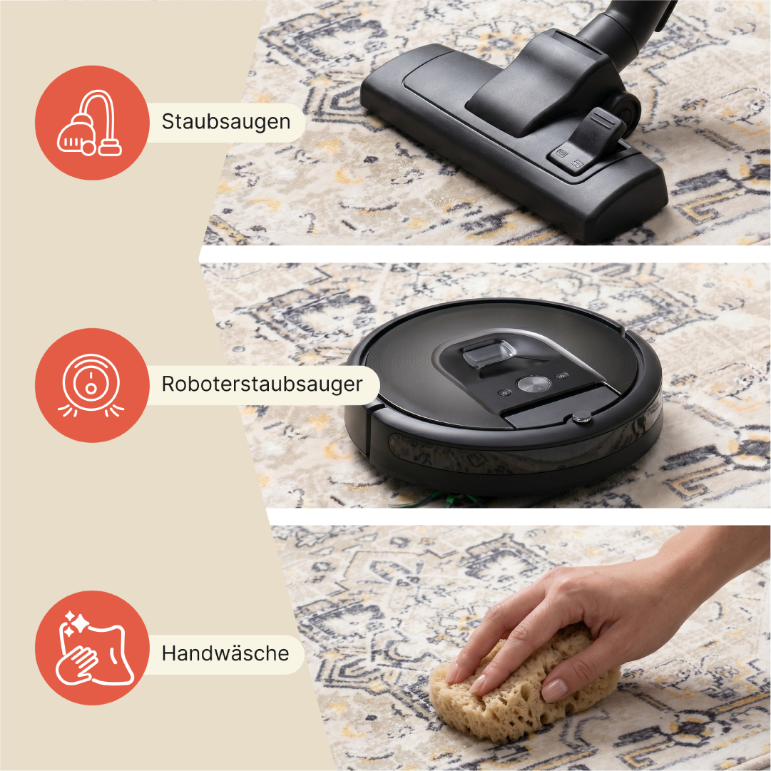 Teppich Ash Beige Grau Vintage Rutschfest
