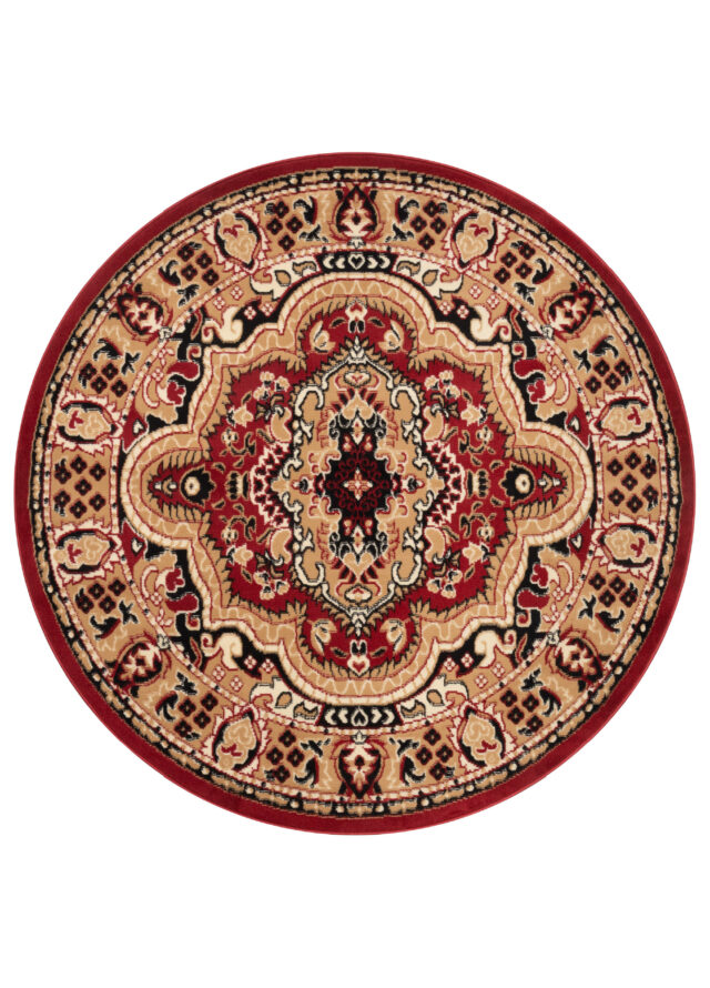 Teppich Atlas Rund Rot Beige Traditionell Medaillon