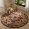 Teppich Atlas Rund Rot Beige Traditionell Medaillon