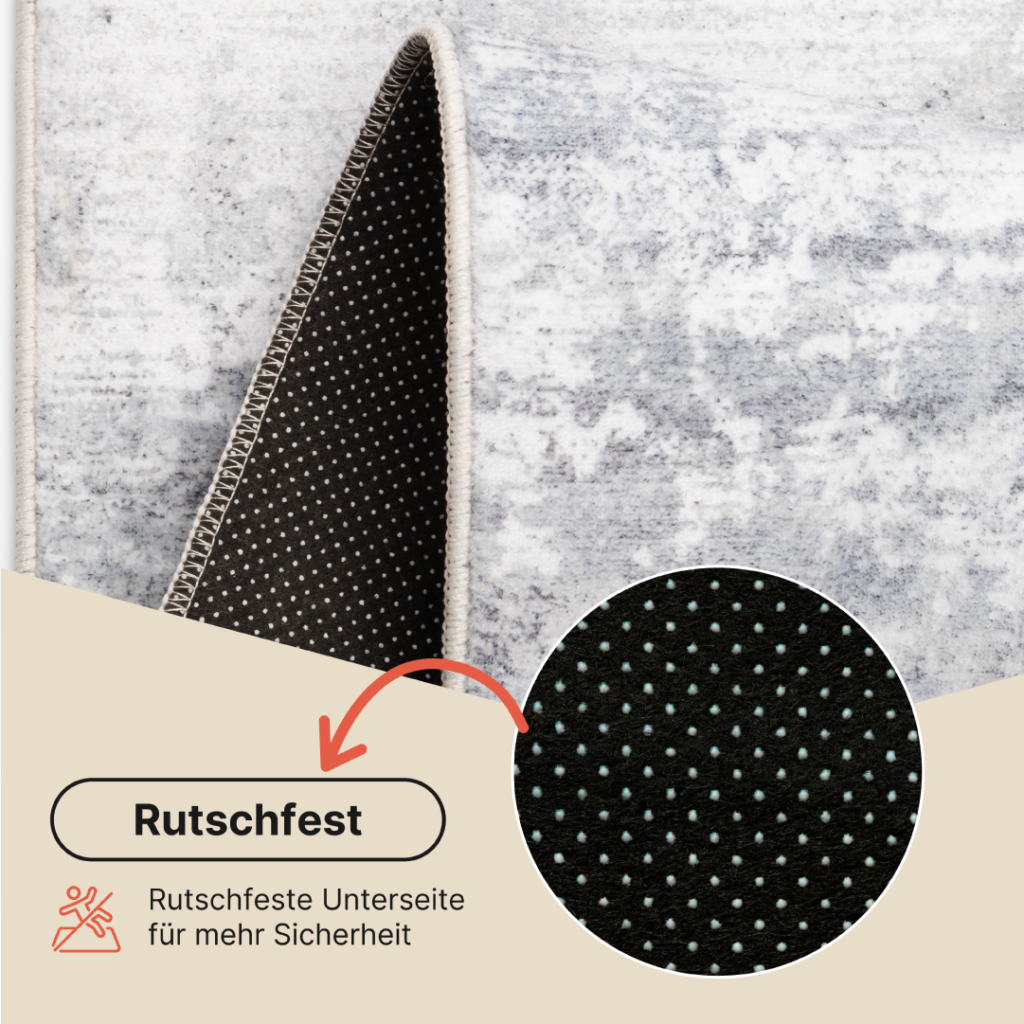 Teppich Ash Hellgrau Rutschfest