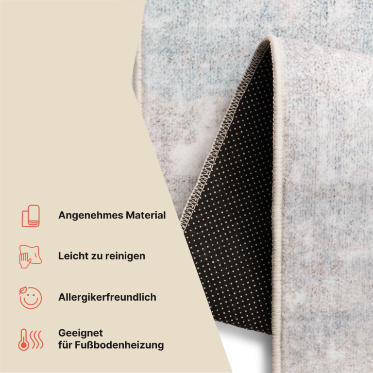 Teppich Ash Grau Beige Rutschfest