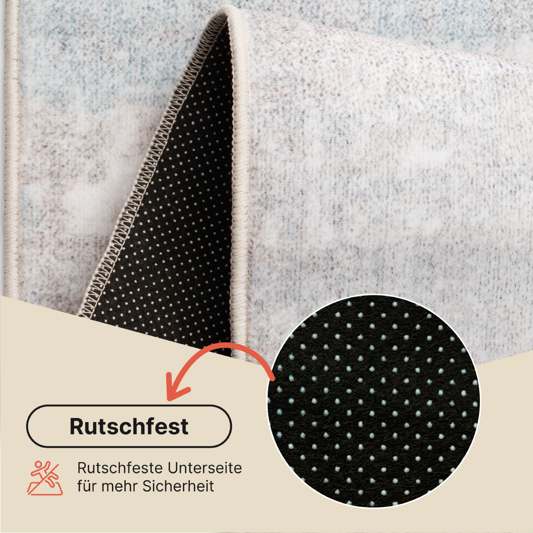 Teppich Ash Grau Beige Rutschfest