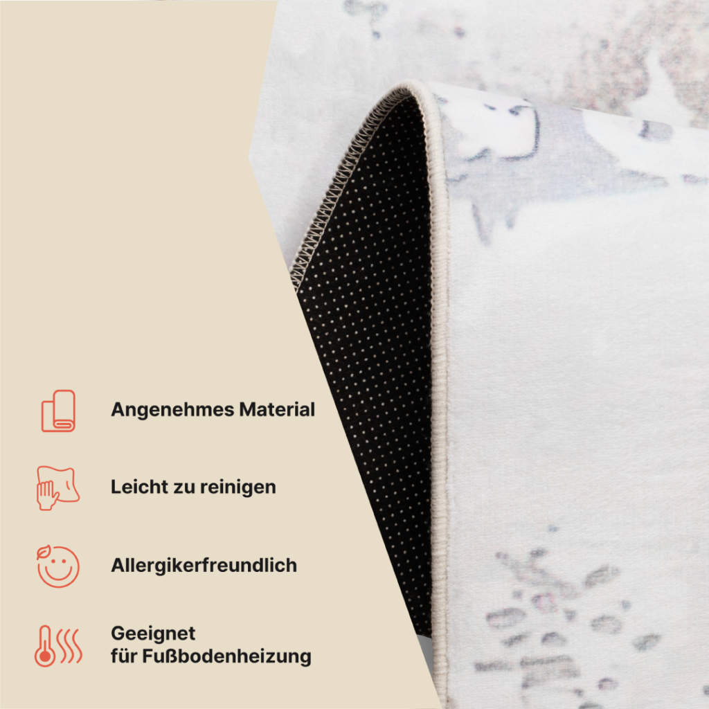 Teppich Ash Beige Creme Rutschfest