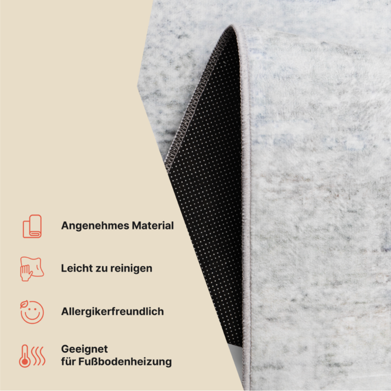 Teppich Ash Dunkelgrau Meliert Rutschfest