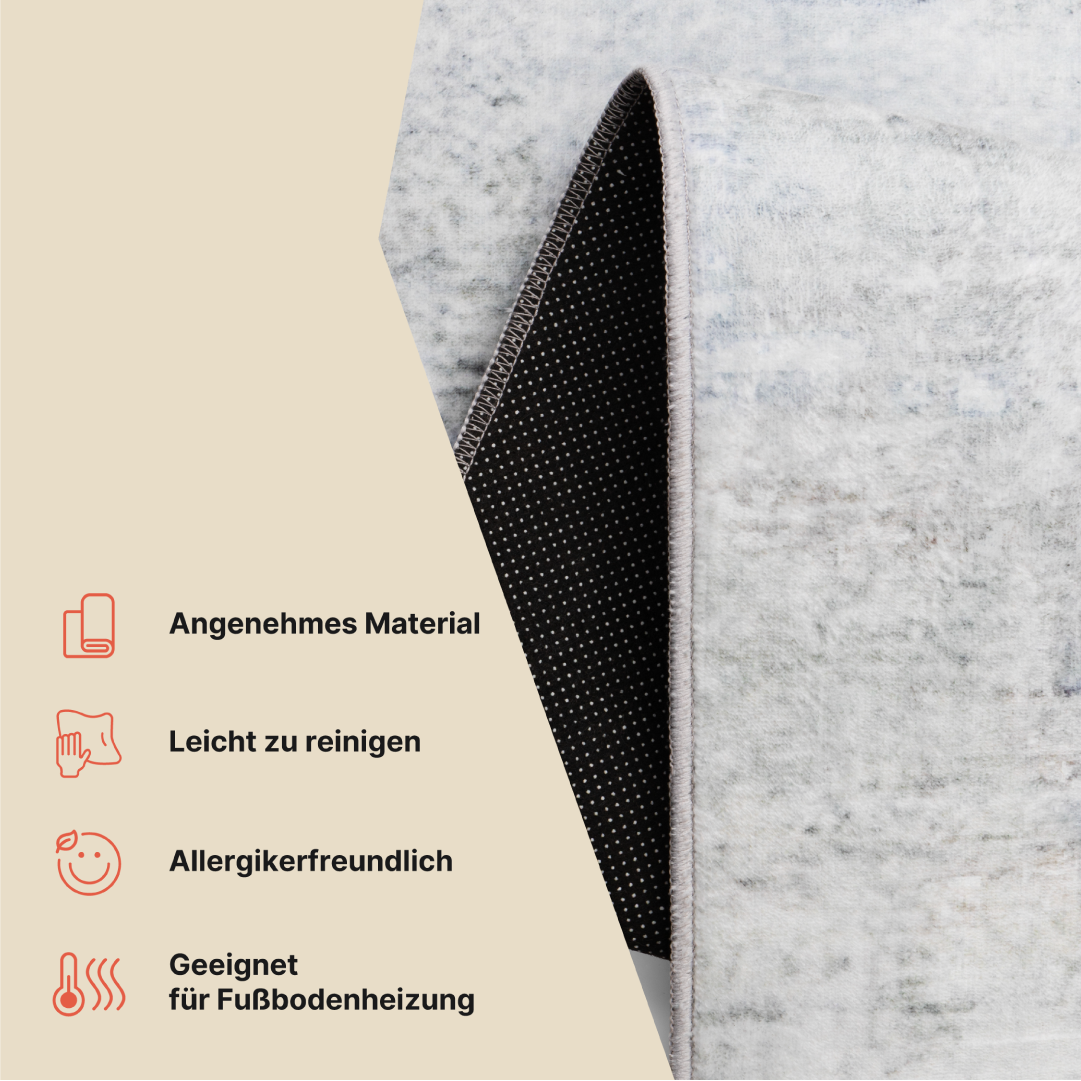 Teppich Ash Dunkelgrau Meliert Rutschfest