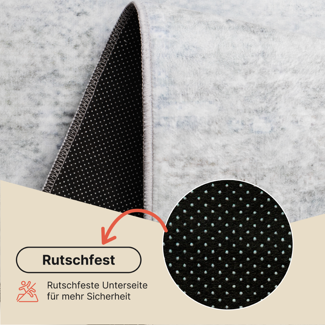 Teppich Ash Dunkelgrau Meliert Rutschfest