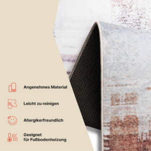 Teppich Ash Mehrfarbig Meliert Rutschfest