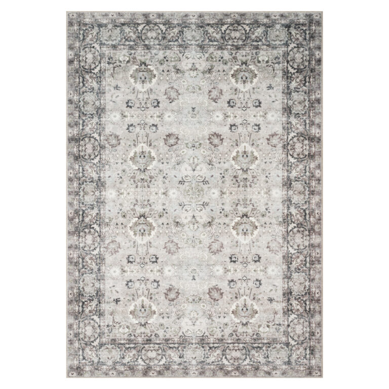 Teppich Ispahan Grau Blumen Rutschfest