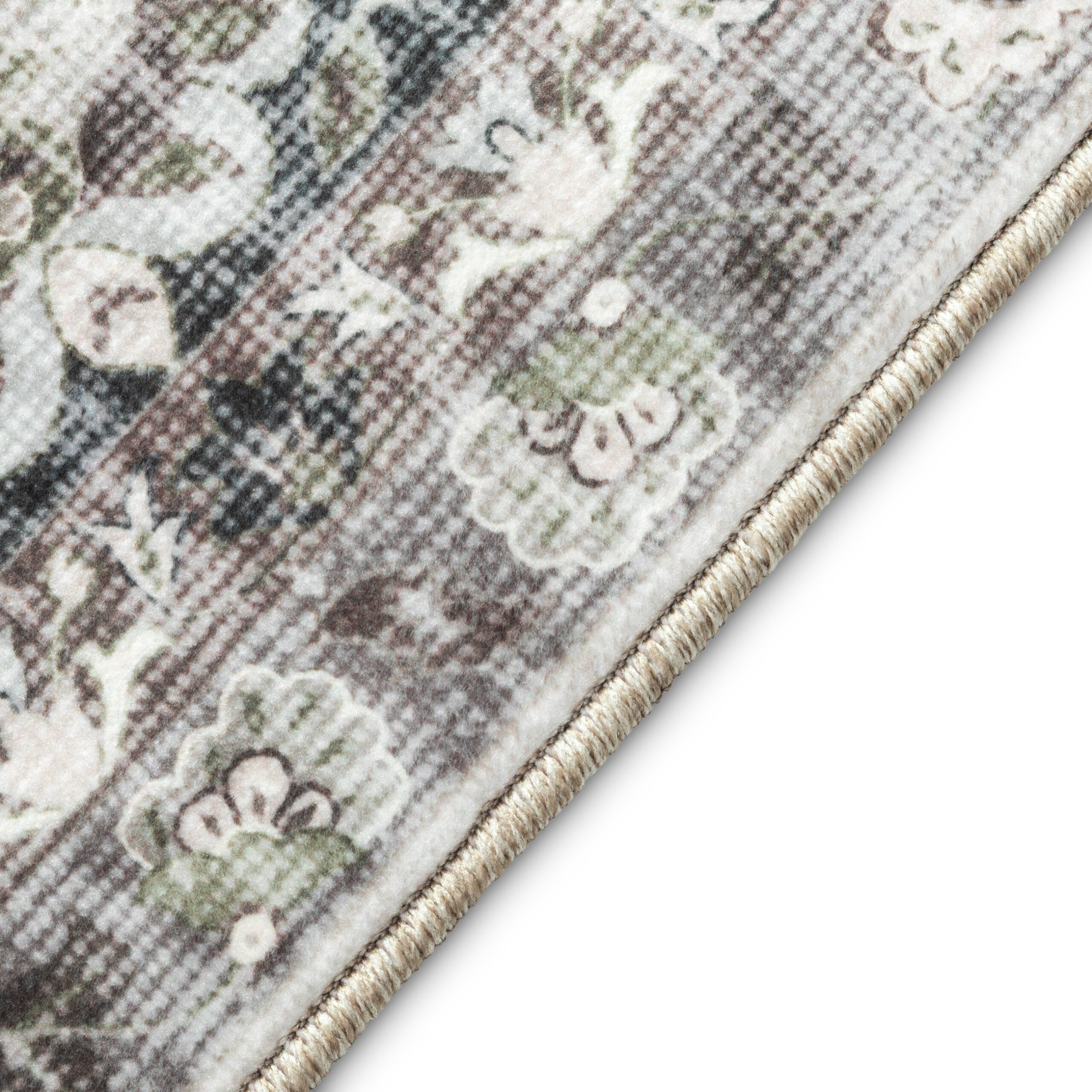 Teppich Ispahan Grau Blumen Rutschfest